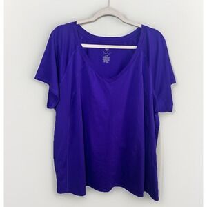 LIVI Active Purple‎ Athletic V Neck T-Shirt Stretch 26/28 Gym Workout 4x
